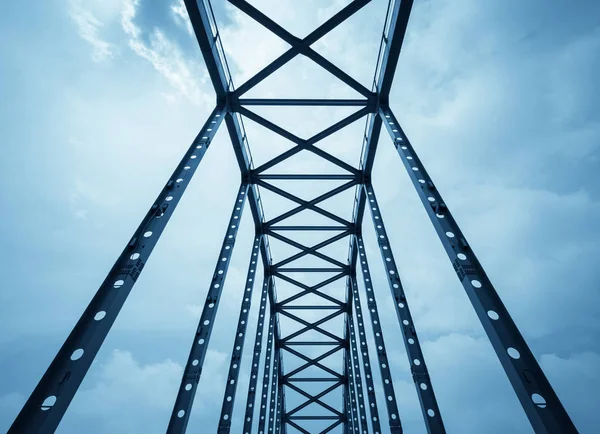 Stahlbrücke Stahlkonstruktion Aus Nächster Nähe — Stockfoto