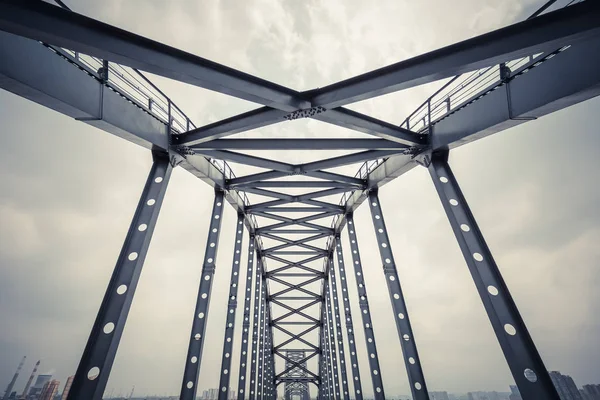 Nahaufnahme Einer Stahlfachwerkbrücke Jiujiang China — Stockfoto