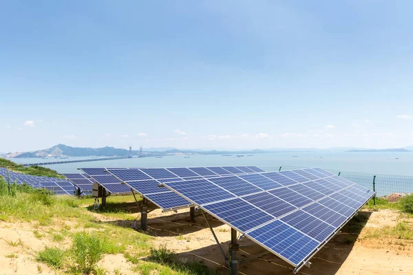 Energía Solar Orilla Del Lago Poyang Lago Ecología Paisaje Jiangxi — Foto de Stock