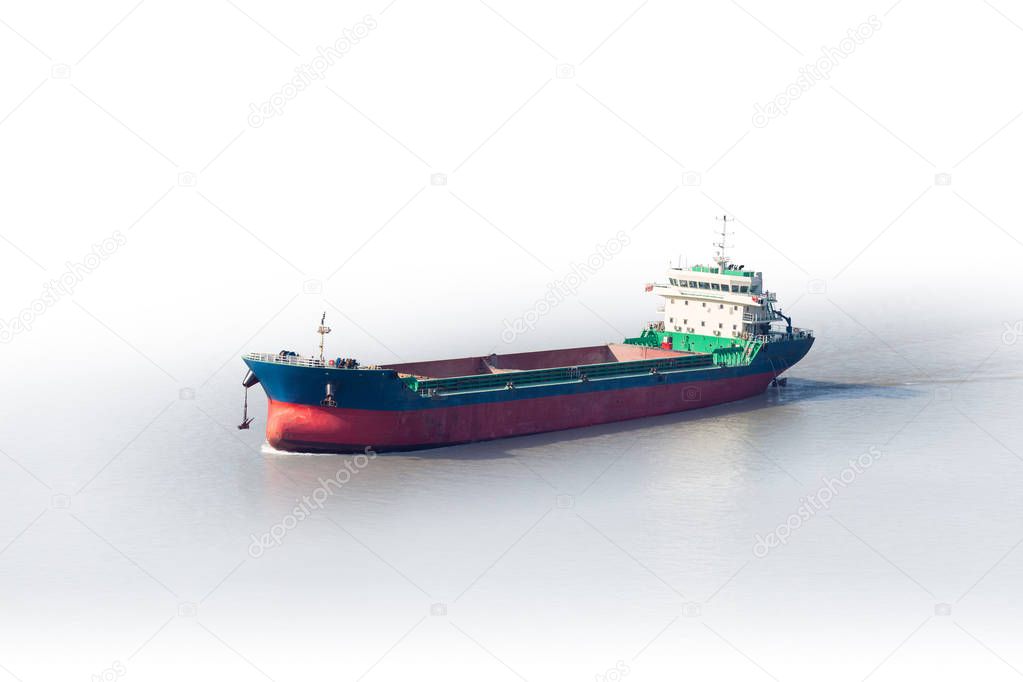 cargo ship isolated on white with clipping path