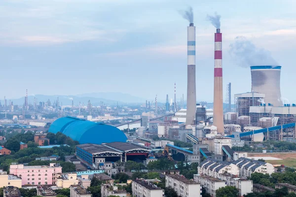Centrale Électrique Gros Plan Crépuscule Jiujiang Chine — Photo