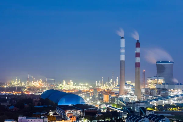 Power Plant Closeup Night — Stock Photo, Image