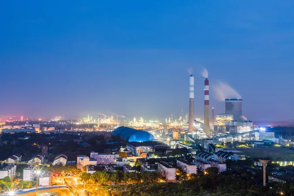 Εγκαταστάσεων Θερμικής Παραγωγής Ενέργειας Βράδυ Jiujiang Κίνα — Φωτογραφία Αρχείου