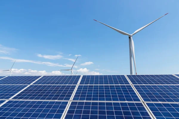 Вітрова Електростанція Сонячна Панель Відновлюваних Джерел Енергії — стокове фото
