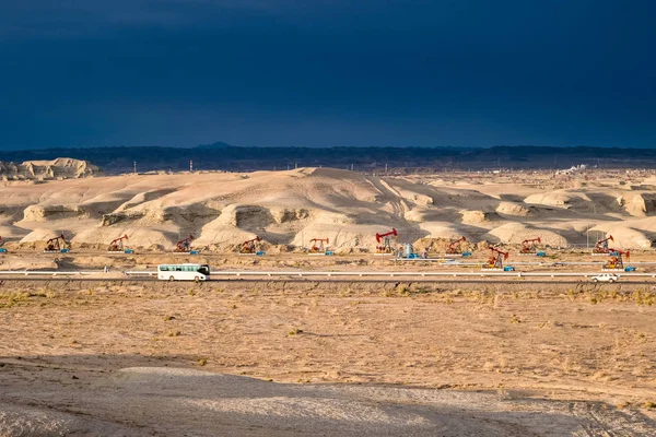 Oil Field Operation Area Gobi Xinjiang China — Stock Photo, Image