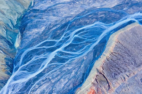 Aerial View Blue Canyon Riverbed Complex Network Blood Vessels — Stock Photo, Image