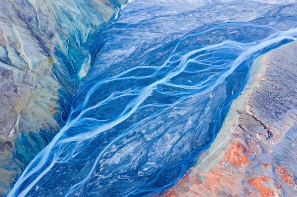 Blue Canyon Riverbed Closeup Xinjiang Anjihai China — Stock Photo, Image