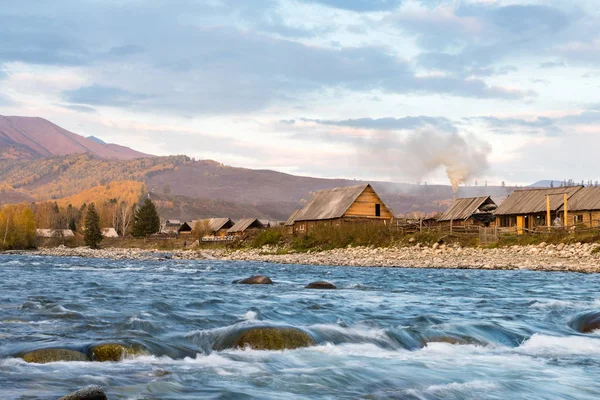 Bellissimi Villaggi Hemu Crepuscolo Una Famosa Destinazione Turistica Nello Xinjiang — Foto Stock