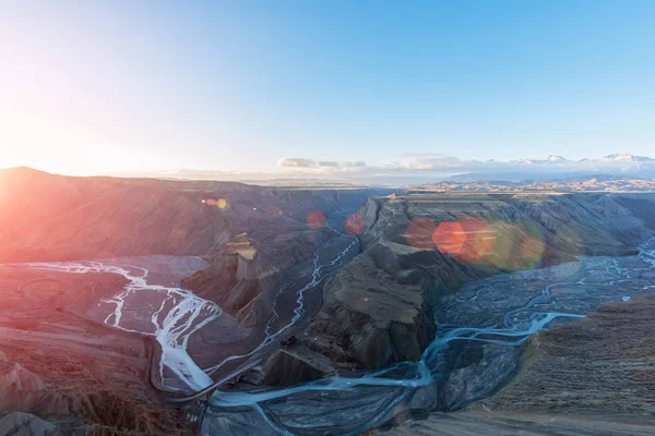 Beautiful Xinjiang Anjihai Grand Canyon Sunrise China — Stock Photo, Image