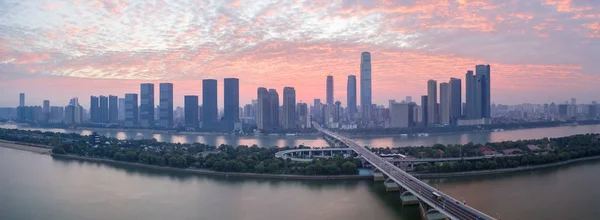 Vista Panorámica Del Horizonte Changsha Salida Del Sol China —  Fotos de Stock