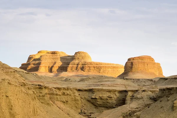 Xinjiang Szél Erózió Landform Közelkép Urho Szellem Város Alkonyatkor — Stock Fotó