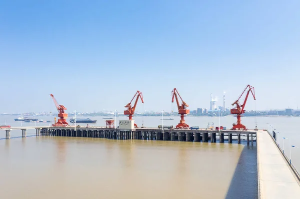 Inre Floden Wharf Dock Kranar Yangtze Rive — Stockfoto