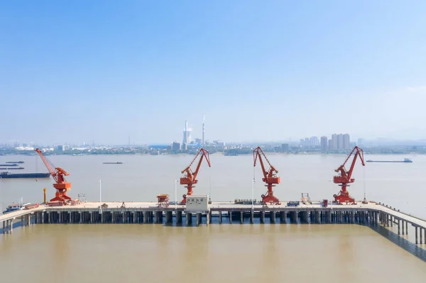 Vista Aérea Cais Fluvial Interior Xiaochi China — Fotografia de Stock