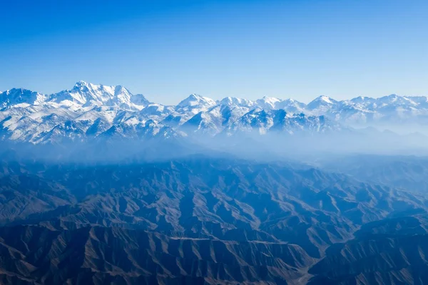 Mount Tianshan Krajina Sníh Mountain Pozemní Textury Pohled Letadla — Stock fotografie