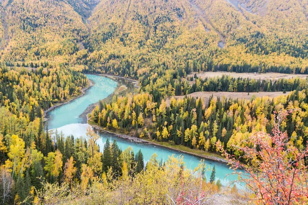 Kanas Höstlandskap Vackra Moon Bay Xinjiang — Stockfoto