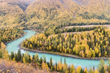 kanas, güzel moon Körfezi, Sincan sonbahar manzara