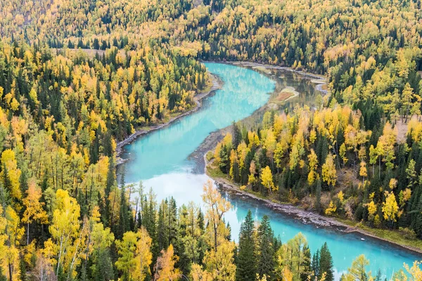 Kanas Herbstlandschaft Bunte Mondbucht Xinjiang — Stockfoto