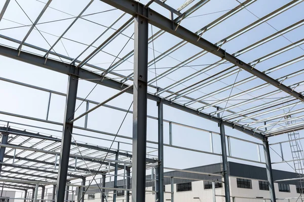 Stahlkonstruktion Fabrikgebäude Bau Industriestandard Werkstatt — Stockfoto