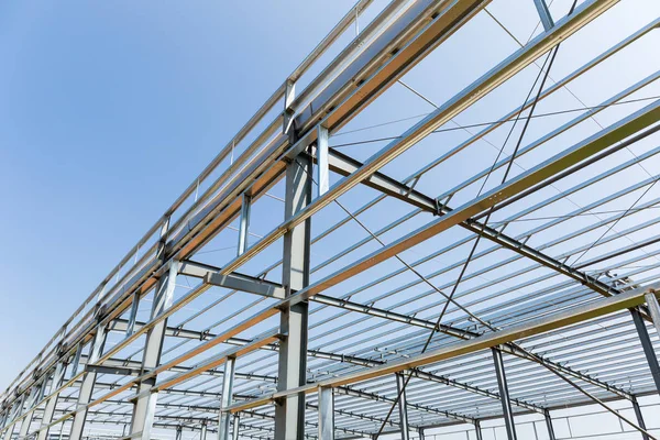 Steel structure industrial factory building closeup — Stock Photo, Image