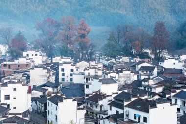 Çin Yuan village adlı geç sonbahar, jiangxi eyaletinin alacakaranlıkta, wuyuan İlçesi