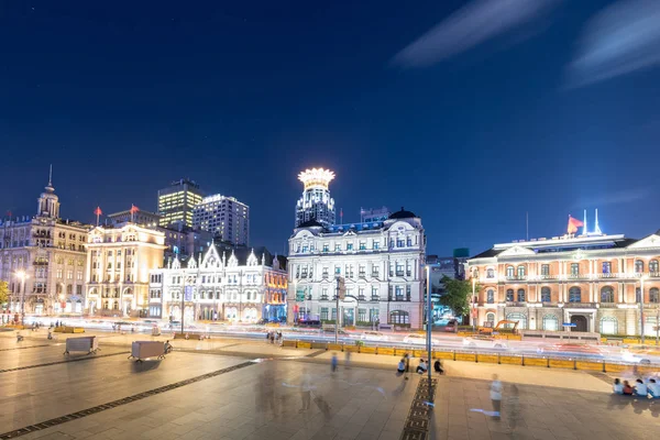 Prachtige Nachtscène Van Bund Shanghai China — Stockfoto