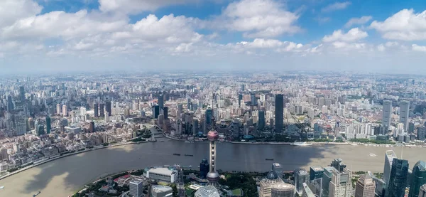 Шанхай Панорама Висока Кута Зору Сучасний Мегаполіс Краєвид — стокове фото