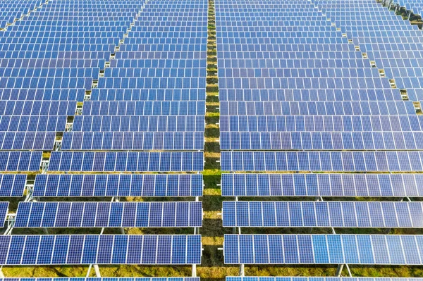 Aerial View Solar Panels Photovoltaic Power Station Clean Energy Background — Stock Photo, Image