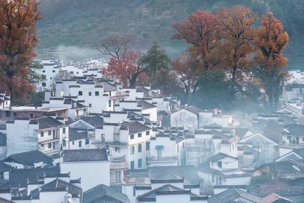 Paisagem Rural Tradicional Final Outono Aldeia Shicheng Início Manhã Condado — Fotografia de Stock