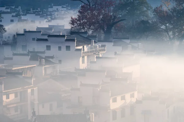 Hui Architektur Nebel Schönes Shicheng Dorf Herbst Wuyuan County Provinz — Stockfoto