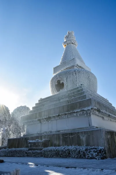 Lamaist pagoda closeup in winter — Stock Photo, Image