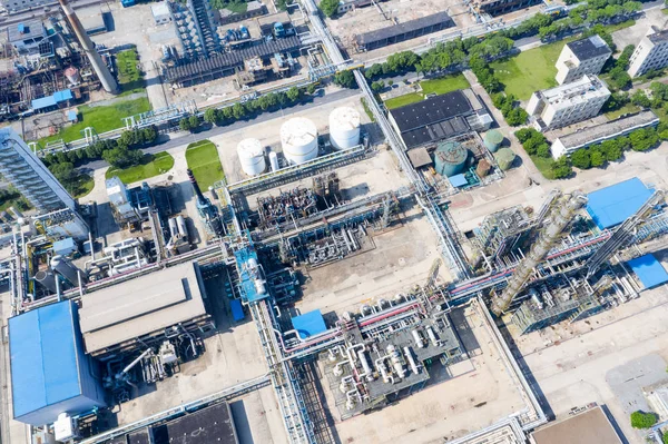 Vista aérea de la planta petroquímica — Foto de Stock