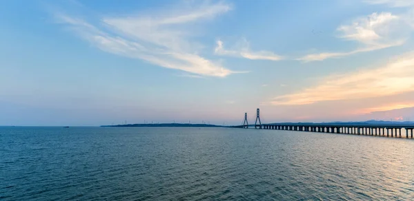 Lago poyang segunda ponte panorama — Fotografia de Stock