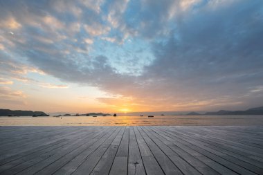 Xiapu Bölgesi, Fujian Bölgesi, Çin 'de deniz kenarında gün doğumu