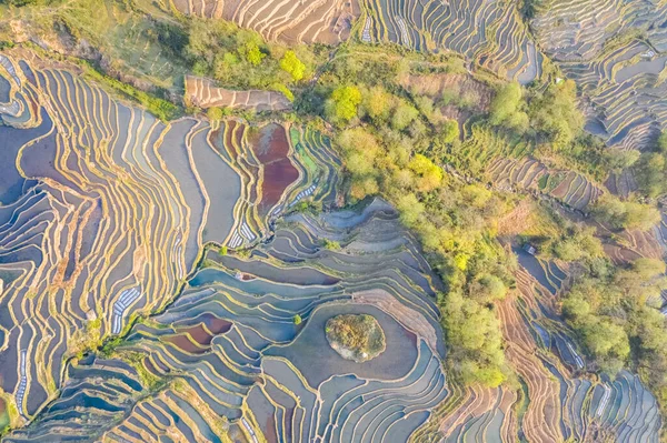 Vista Aérea Belos Campos Terraços Yunnan China — Fotografia de Stock