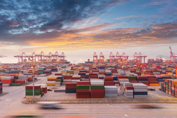 Shanghai Container Port Sunset China — Stock Photo, Image