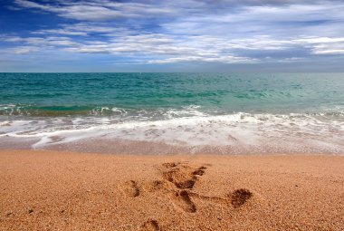 gün batımında Akdeniz'in güzel güneşli kumsalı