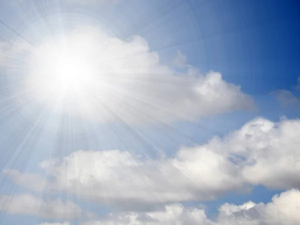 Bright Rays Beautiful Sunny Sky Clouds — Stock Photo, Image