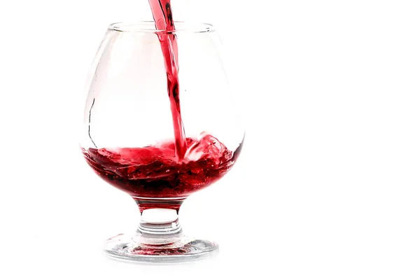 Vinho Forte Tinto Fino Derramado Copo Transparente — Fotografia de Stock