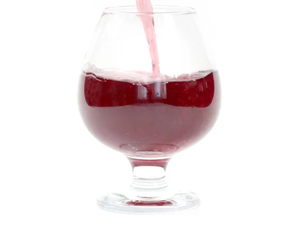 Vino Rosso Vivo Viene Versato Bicchiere Bere — Foto Stock