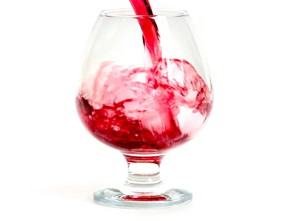 Vinho Tinto Brilhante Derramado Copo Para Beber — Fotografia de Stock