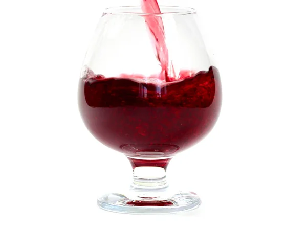 Vino Tinto Brillante Vierte Vaso Para Beber — Foto de Stock