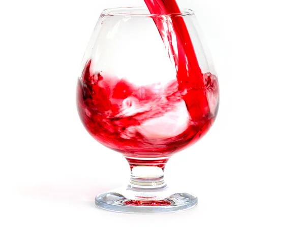 Bright Red Wine Poured Glass Drinking — Stock Photo, Image