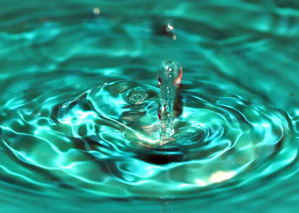 Wonderful Splashes Water Drop Hits Surface Liquid — Stock Photo, Image