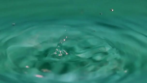 Tropfen Sauberen Wassers Den Getränkebehälter — Stockvideo