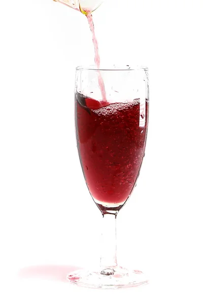 Red Wine Creates Beautiful Patterns Popping Glass — Stock Photo, Image