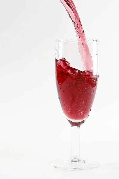 Rode Wijn Maakt Prachtige Patronen Als Popping Een Glas — Stockfoto