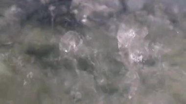 patlamaları ve bir damla su temiz sıvı yüzeyindeki etkisini üzerinden izleri 