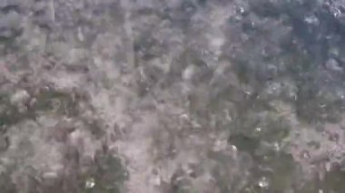 patlamaları ve bir damla su temiz sıvı yüzeyindeki etkisini üzerinden izleri 