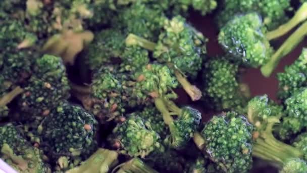 Cottura Mangiare Acqua Bollente Broccoli Freschi — Video Stock