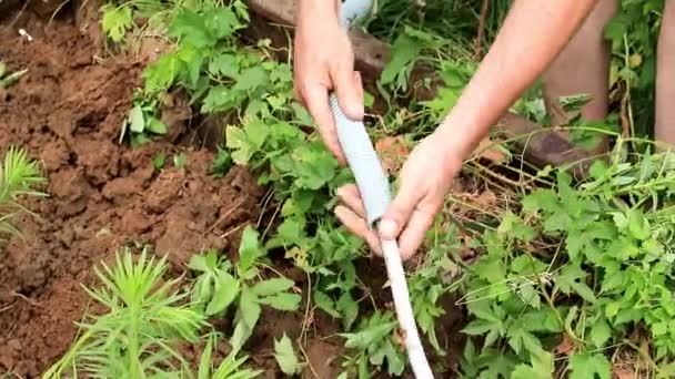 Prosess Isolere Elektriske Ledninger Ved Hjelp Kanalkabel Plast Feltet – stockvideo